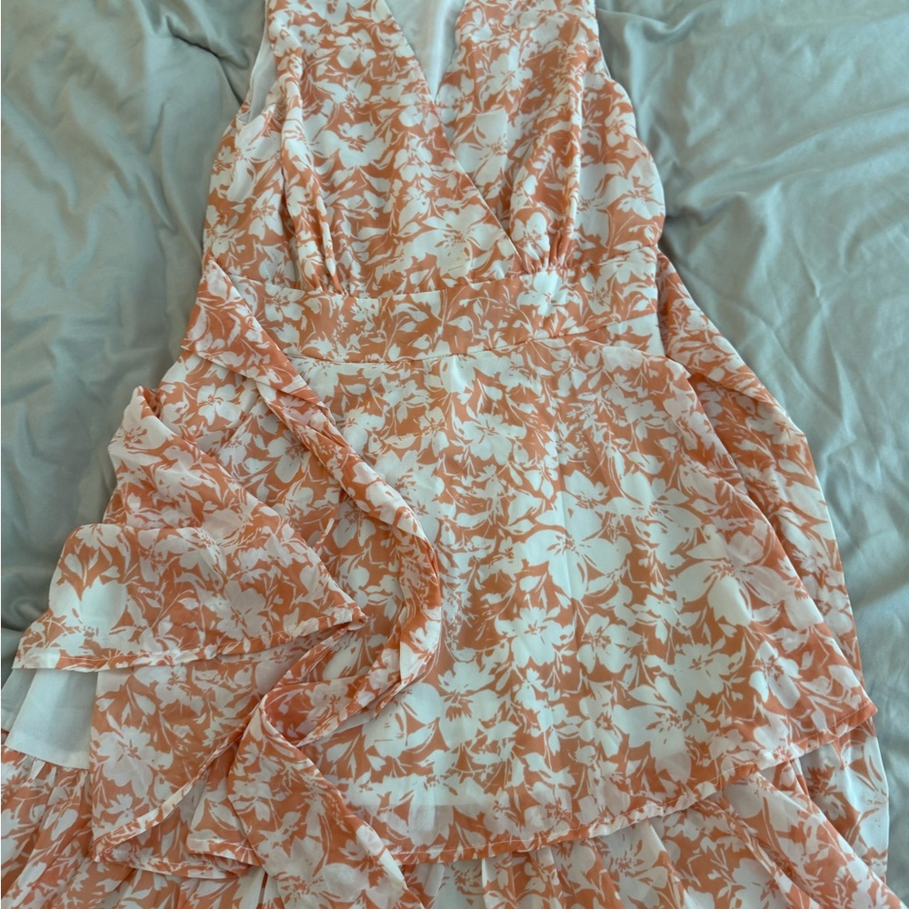 Floral Orange and White Dress M
